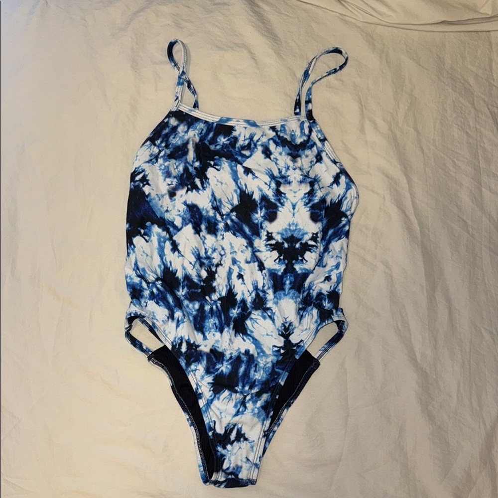 Jolyn tie back practice suit blue and white tie dye
